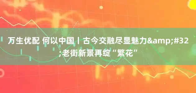 万生优配 何以中国丨古今交融尽显魅力&#32;老街新景再绽“繁花”